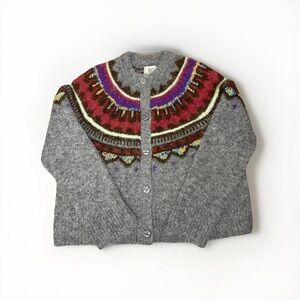 BDG Becca Fair Isle Brushed Knit Oversized Cardigan - SZ XS